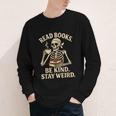 Read Books Be Kind Stay Weird Skeleton Reading Coffee Goth Youth Long Sleeve Tee