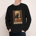 The Reader Cat Book Reading Halloween Tarot Card Youth Long Sleeve Tee