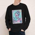 The Reader Retro Reading Skeleton Books Flowers Tarot Card Youth Long Sleeve Tee