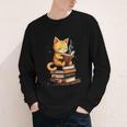 Reading Cat Books Cute Youth Long Sleeve Tee