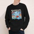 Readsolotl Blue Kawaii Axolotl Book Lover Reading Retro Youth Long Sleeve Tee