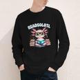 Readsolotl Pink Kawaii Axolotl Read Book Lover Reading Youth Long Sleeve Tee