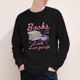 Retro Books Are My Love Language Valentine Book Lovers Youth Long Sleeve Tee