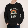 Retro Rainbow Take A Look It's In A Book Reading Youth Long Sleeve Tee