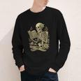 Skeleton Book Floral Skull Halloween Teacher Costume Youth Long Sleeve Tee