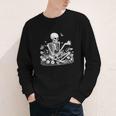 Skeleton Reading Book Floral Dark For Book Lovers Youth Long Sleeve Tee