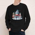 Snowman Reading Books Lovers Librarian Bookworm Christmas Youth Long Sleeve Tee