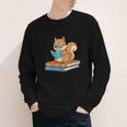 Squirrel Reading Book Glasses Bookworm Librarian Youth Long Sleeve Tee