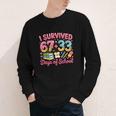 Survived 67 Days Of School Ice Cream Drip Apple Pencil Book Youth Long Sleeve Tee