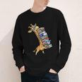 Teacher Shirt Giraffe Holding Books Bookworm Librarian Youth Long Sleeve Tee