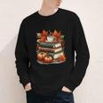 Vintage Autumn Books Coffee Pumpkin Fall Reading Youth Long Sleeve Tee
