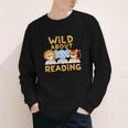 Wild About Reading Cute Animal Book Lover Kids Youth Long Sleeve Tee