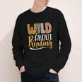 Wild About Reading Lover Bookworm Library Teacher Zoo Animal Youth Long Sleeve Tee