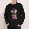 Woman And Books Stack Afro Girl Reading Lover Youth Long Sleeve Tee