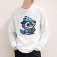 Adorable Book Lover Blue Jay With Reading Glasses Cute Raglan Baseball Tee Youth Long Sleeve Tee