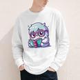 Adorable Book Lover Yeti With Reading Glasses Cute Youth Long Sleeve Tee