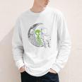 Astronaut Reading Book To Alien Moon Space Women Kids Men Premium Tri-Blend Youth Long Sleeve Tee