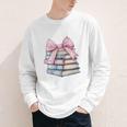 Book Lover Coquette Bow Pink Dainty Ribbon Cute Bookworm Youth Long Sleeve Tee