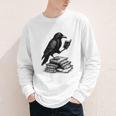 Book Raven Vintage Dark Academia Literature Reading Youth Long Sleeve Tee