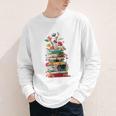 Book Stack With Flowers Reading Lover Bookish Youth Long Sleeve Tee