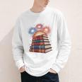 Books Fireworks 4th Of July Bookworm Patriotic Reader Youth Long Sleeve Tee