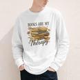 Books Are My Therapy Vintage Book Lover Daisy Art Youth Long Sleeve Tee