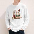 Christmas Three Llamas Reading Reading Books Llama Lover Youth Long Sleeve Tee