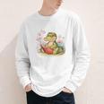 Crocodile Reading Book Watercolor Flowers Kids Youth Long Sleeve Tee Crocodile Reading Book Watercolor Flowers Kids Youth Long Sleeve Tee