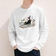 Cute Cat Flower Garden Book Kitty Reading Floral Men Women Girls Kids Youth Long Sleeve Tee