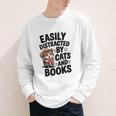 Easily Distracted By Cats And Books Lovers Reading Youth Long Sleeve Tee Easily Distracted By Cats And Books Lovers Reading Youth Long Sleeve Tee