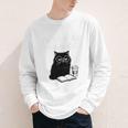 First Of All I’m A Delight Cute Cat Books Coffee Humor Youth Long Sleeve Tee