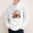 Fox And Book Lover Graphic For Women And Spring Pink Flower Youth Long Sleeve Tee