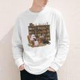 Ghost Reading Book Cat Lover Halloween Reading Enthusiast Youth Long Sleeve Tee