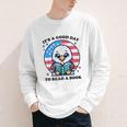 A Good Day To Read a Book Reading Eagle With American Flag Youth Long Sleeve Tee