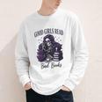Good Girls Read Bad Books Sarcastic Skeleton Goth Skull Youth Long Sleeve Tee