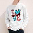 I Heart Books Love Reading Red And Stripe Animated Cat For Men Women Girls Kids Youth Long Sleeve Tee