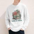 Leer ES Poder Cute Floral Spanish Teacher Book Reading Youth Long Sleeve Tee