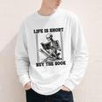 Life Is Short Buy The Book Skeleton Book Lover Reading Youth Long Sleeve Tee