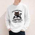Read Banned Books Drink Coffee Fight Evil Retro Cat Youth Long Sleeve Tee Read Banned Books Drink Coffee Fight Evil Retro Cat Youth Long Sleeve Tee