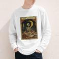 The Reader Tarot Card Book Lover Skeleton Art Goth Style Youth Long Sleeve Tee
