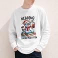 Reading Is Snow Much Fun Christmas Bookworm Snowman Reading Youth Long Sleeve Tee