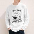 Today I'm A Serious Goose Animal Reading Book Lovers Youth Long Sleeve Tee