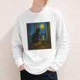 Van Gogh Starry Night Art Cat And Book Lovers Premium Tri-Blend Youth Long Sleeve Tee