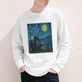 Van Gogh Starry Night Fantasy Reader Dragon Reading Book Youth Long Sleeve Tee