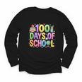 100 Days Of School Book Pencil Teachers Girls Kids 100th Day Youth Long Sleeve Tee