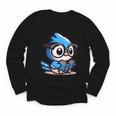Adorable Book Lover Blue Jay With Reading Glasses Cute Youth Long Sleeve Tee