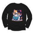 Adorable Book Lover Calico Cat With Reading Glasses Cute For Men Women Kids Youth Long Sleeve Tee Adorable Book Lover Calico Cat With Reading Glasses Cute For Men Women Kids Youth Long Sleeve Tee