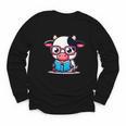 Adorable Book Lover Cow With Reading Glasses Cute Youth Long Sleeve Tee Adorable Book Lover Cow With Reading Glasses Cute Youth Long Sleeve Tee
