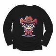 Adorable Book Lover Cowboy With Reading Glasses Cute Youth Long Sleeve Tee