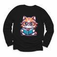 Adorable Book Lover Maine Coon Cat With Reading Glasses Cute Youth Long Sleeve Tee Adorable Book Lover Maine Coon Cat With Reading Glasses Cute Youth Long Sleeve Tee